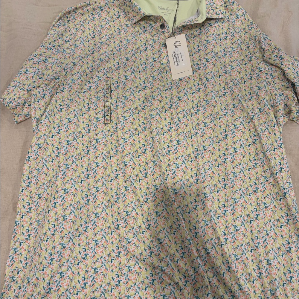 Walter Hagen Floral Pattern Polo Shirt - Blue, Yellow, Pink